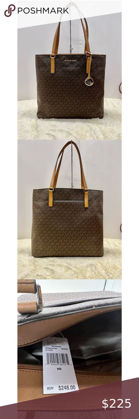 michael kors morgan large tote brown|Michael Kors embossed tote.